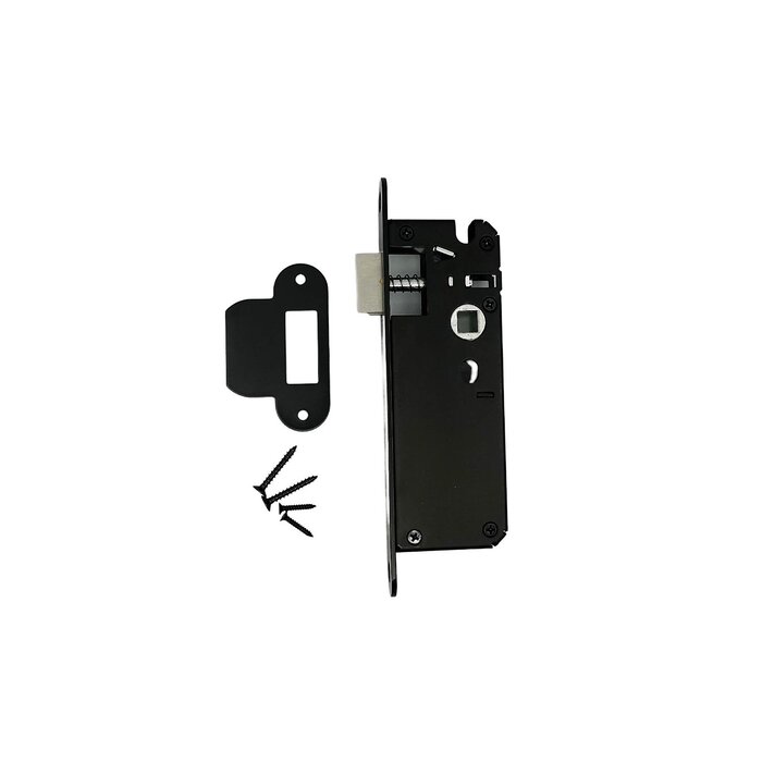 In-Door Minimalist black square door handle + black narrow lock mandrel 35mm