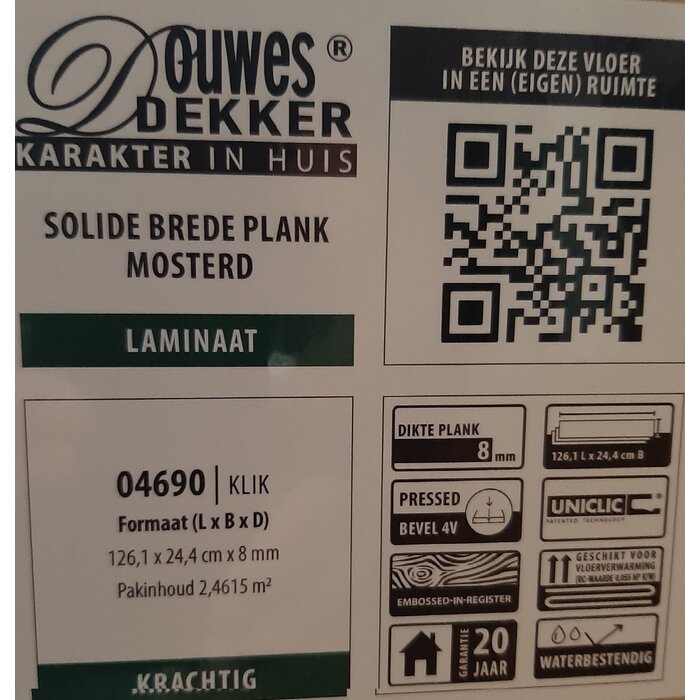 Douwes Dekker Krachtig Solide en waterdichte Laminaat van Douwes Dekker - Brede plank Mosterd 04690