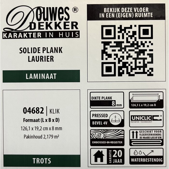 Douwes Dekker Proud Solid and waterproof Laminate from Douwes Dekker - Plank Laurier 04682