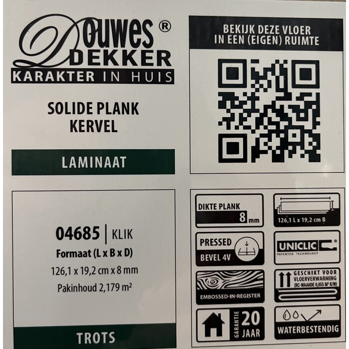 Douwes Dekker Stolzes, solides und wasserfestes Laminat von Douwes Dekker – Plank Chervil 04685