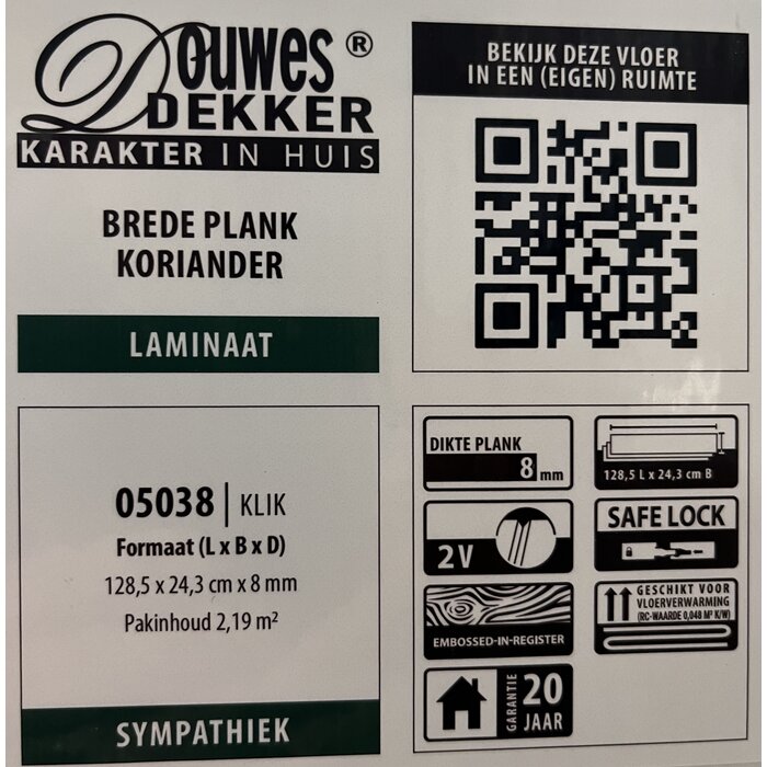 Douwes Dekker Sympathiek Laminaat van Douwes Dekker - Brede plank 128,5 x 24,3 cm Koriander