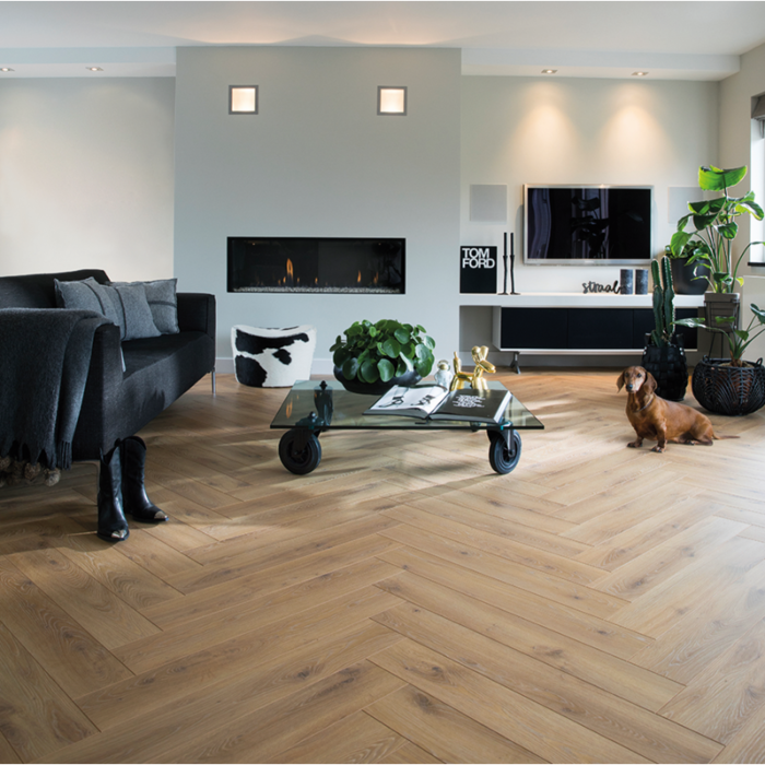 Douwes Dekker Powerful Solid Laminate from Douwes Dekker - Herringbone Cumin 05253