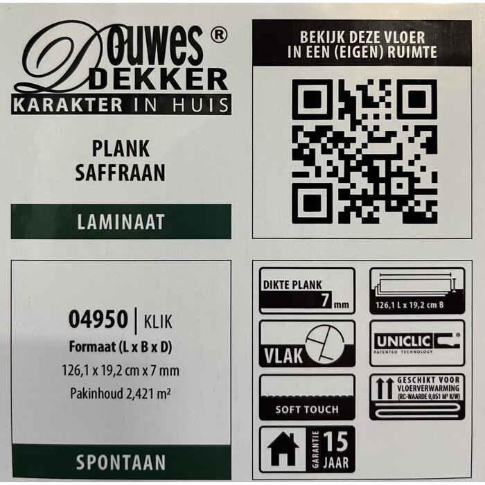 Douwes Dekker Solide Laminaat van Douwes Dekker - Plank Saffraan 04950