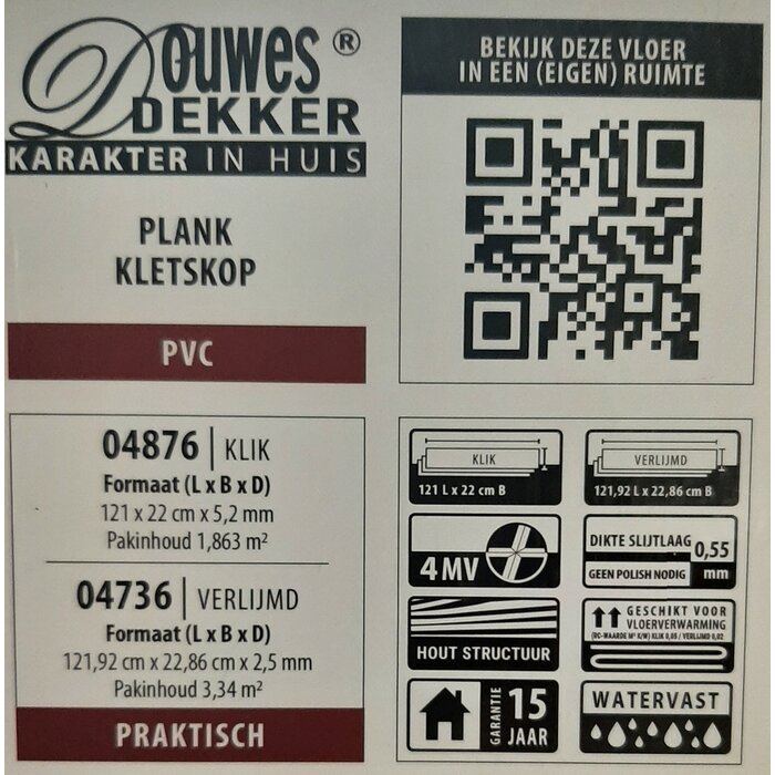 Douwes Dekker PVC Laminaat van Douwes Dekker - Plank Kletskop 04876
