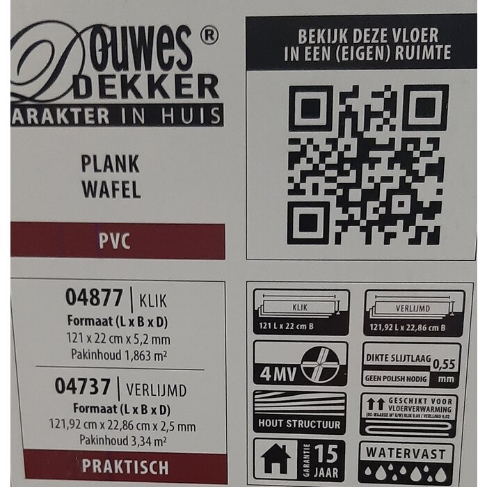Douwes Dekker PVC Laminaat van Douwes Dekker - Plank Wafel 04877