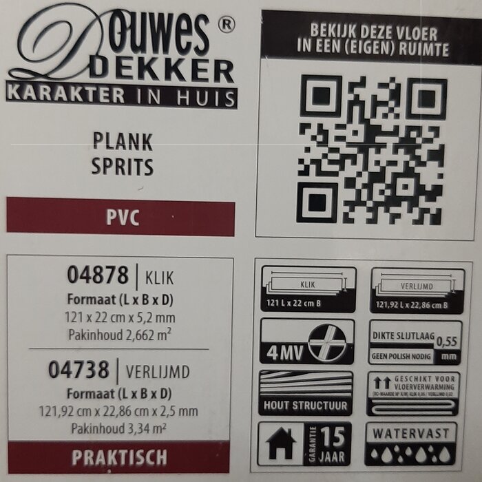 Douwes Dekker Stratifié PVC de Douwes Dekker - Plank Sprits 04878