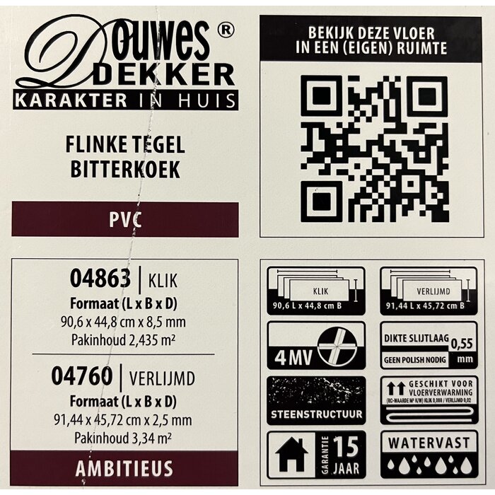 Douwes Dekker Stratifié PVC de Douwes Dekker - Grand carreau 04863