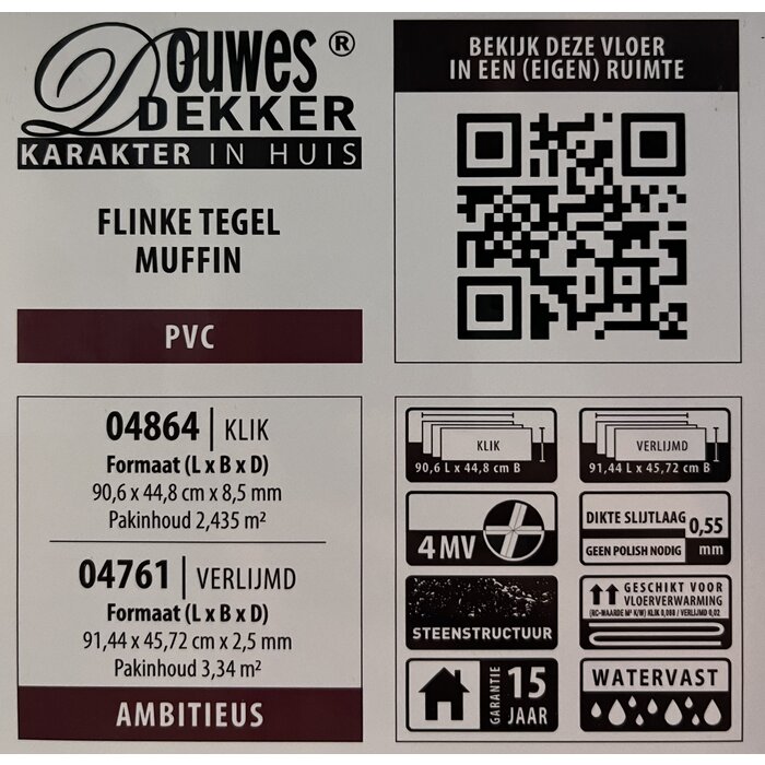 Douwes Dekker PVC Laminaat van Douwes Dekker - Flinke tegel 04864