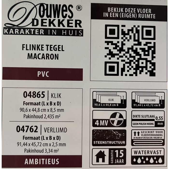 Douwes Dekker PVC Laminaat van Douwes Dekker - Flinke tegel 04865
