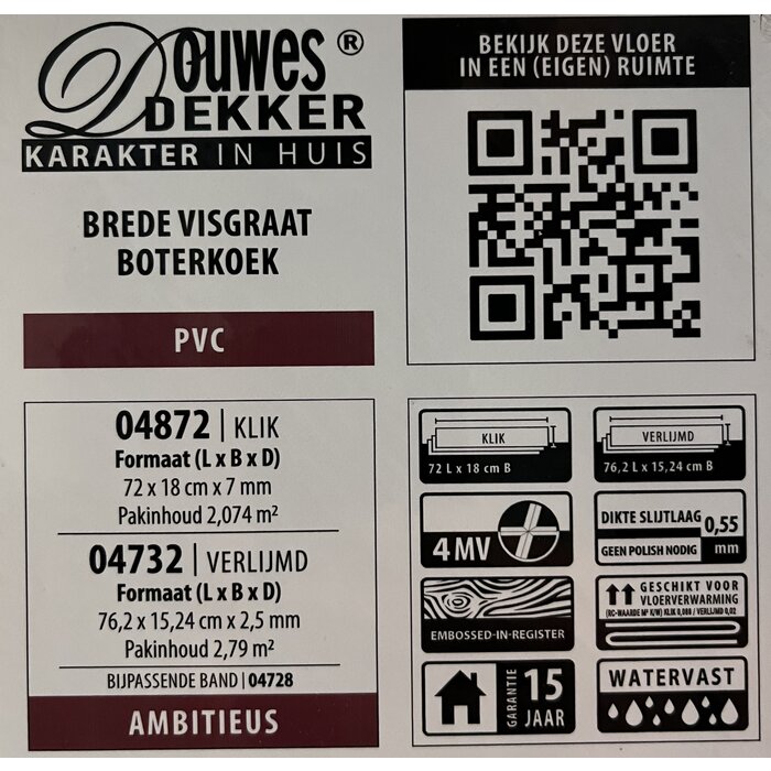 Douwes Dekker PVC Laminaat van Douwes Dekker - Klik brede visgraat 04872