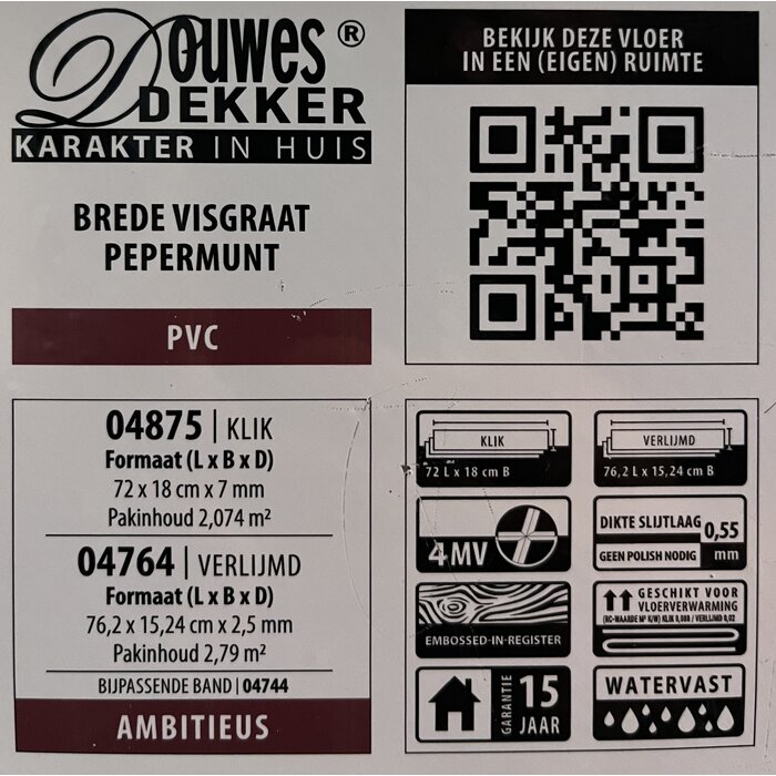 Douwes Dekker PVC-Laminat von Douwes Dekker – Klicken Sie auf breites Fischgrätenmuster 04875