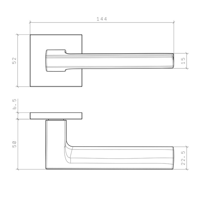 STILE Poignées de porte STILE OGA carrées 53x53x7 mm titane