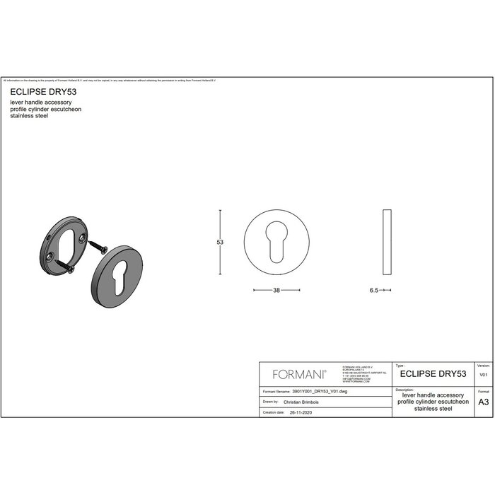 Formani 1 Cylinder ECLIPSE matte black DRY53 (Per piece)