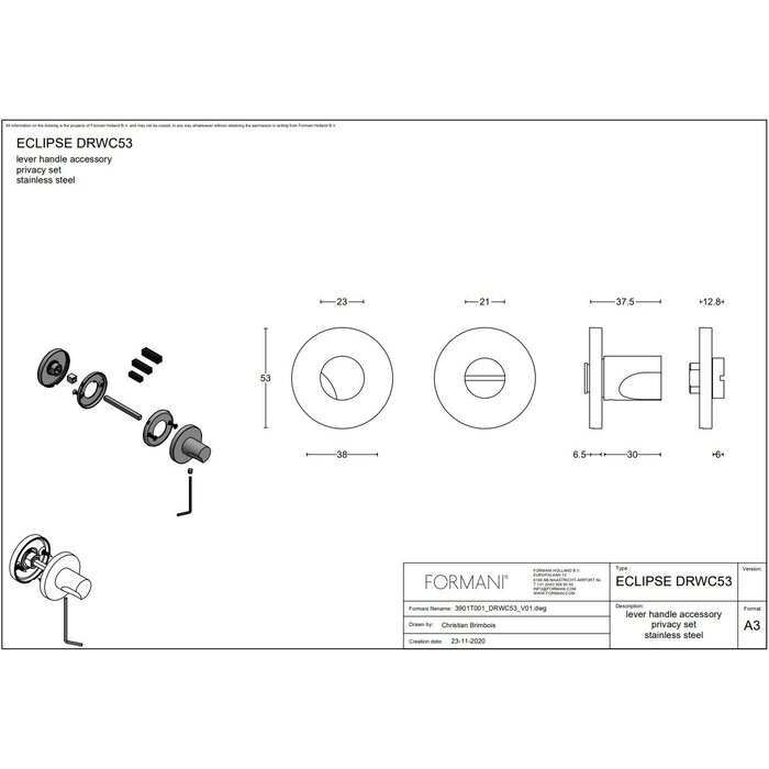Formani Rundes Toilettenset aus Bronze ECLIPSE - DRWC53