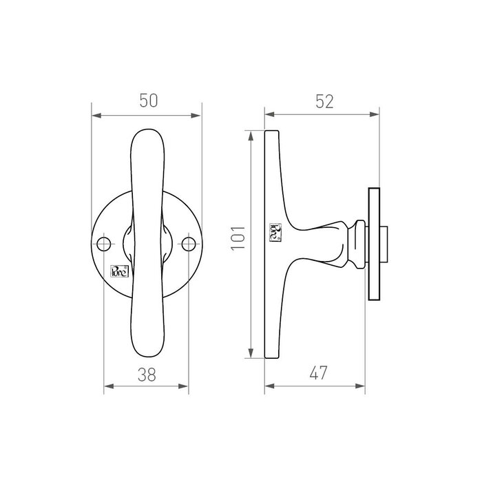 Dauby Poignée de porte PHT T+T 50F métal brut (RM)