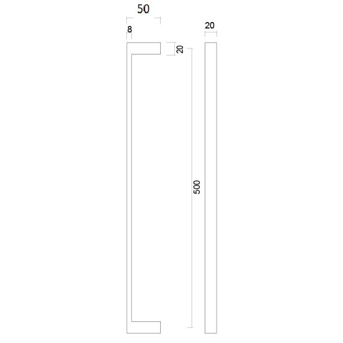 HDD Poignées de porte noires Cosmic 20/500 paire pour verre
