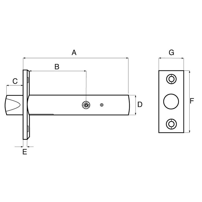 Dulimex Insert bolt with star key & closing pot length 55mm silver grey