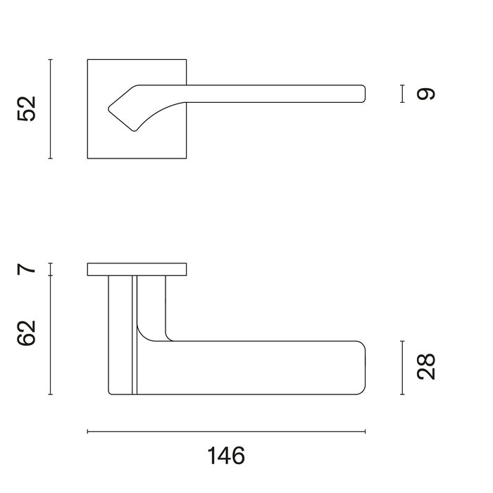Aprile Solid Aprile door handles BERGENIA square 52x52x7mm graphite gray