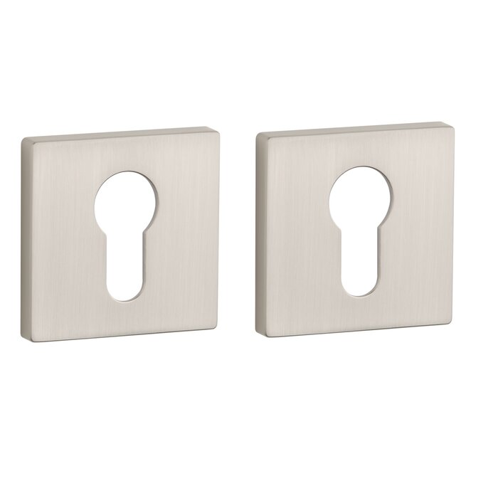 Aprile Paar Aprile-Zylinderplatten, quadratisch, 52 x 52 x 7 mm, mattes Nickel