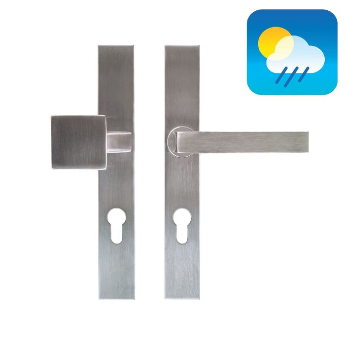 HDD Ferrure de sécurité inox sur bouclier rectangulaire - poignée et bouton