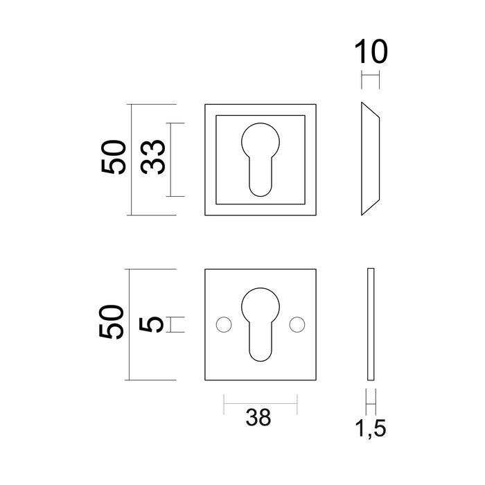 HDD Plaques de cylindre de sécurité 10 mm - rouille - carrées PZ