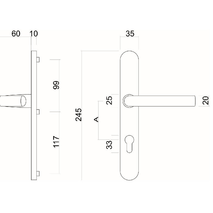 HDD Safety fitting on oval plate - handle and crank - Old Yellow