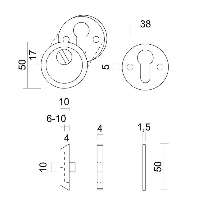 HDD Plaques de cylindre de sécurité SAFE 10 mm - Vieux Jaune
