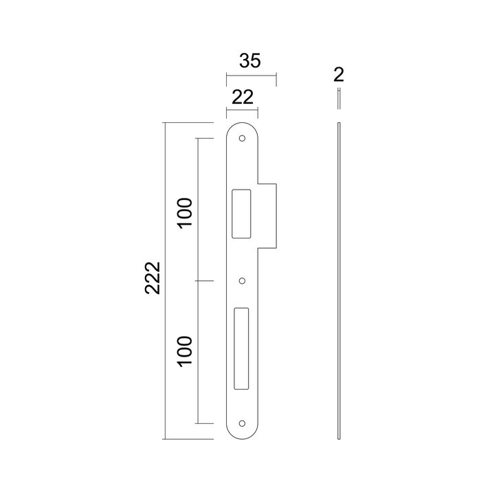 AGB Narrow counter plate straight for AGB lock Stainless steel look with straight lip