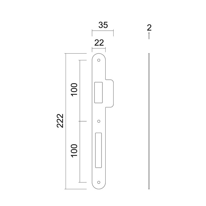 AGB Narrow counter plate round for AGB lock black with rounded lip