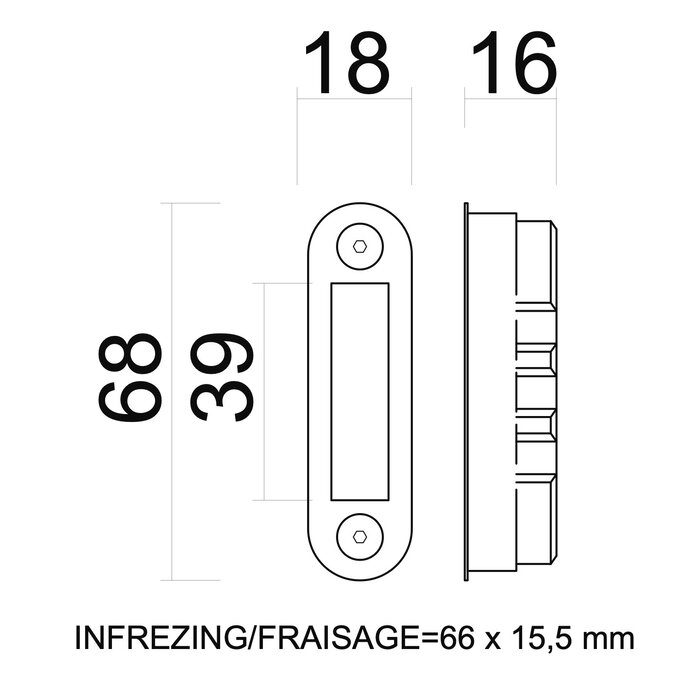 AGB Oval counter plate for magnetic lock AGB - Black RAL 9005 - aluminum doors