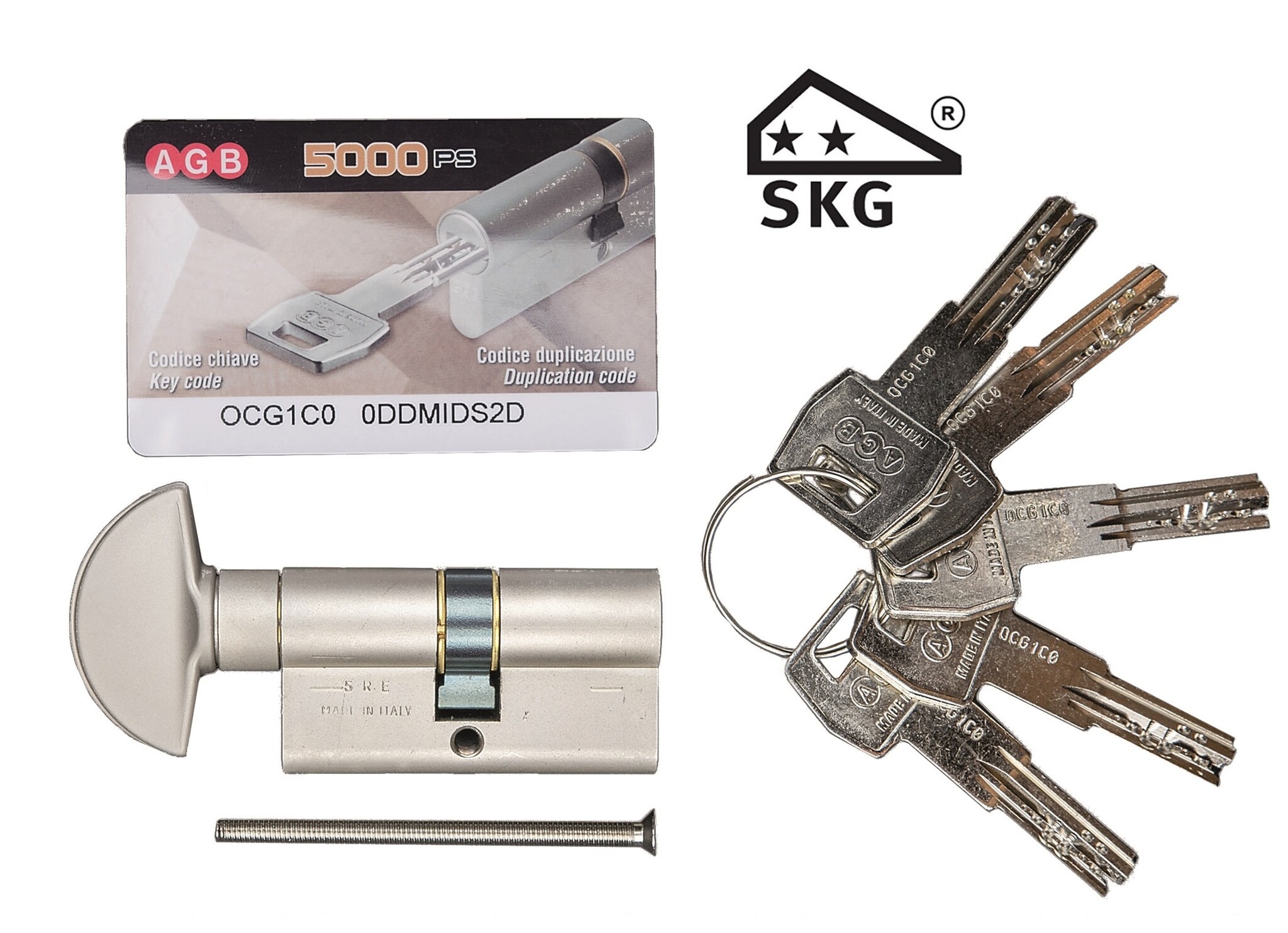 RVS knopcilinder AGB veiligheid 5000 PS SKG**