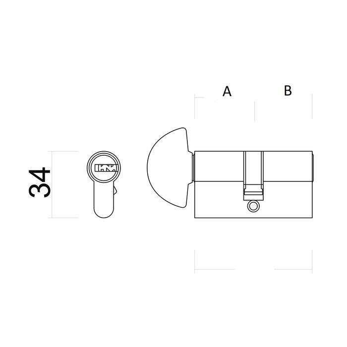 AGB Black knob cylinder AGB safety 5000 PS SKG**