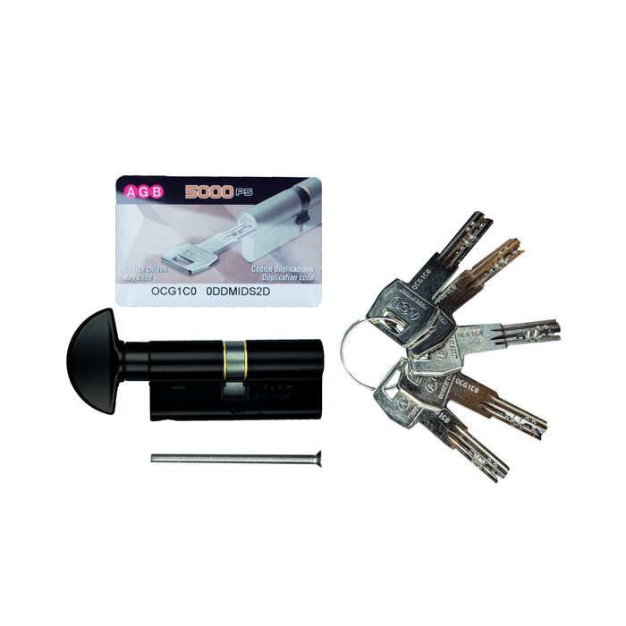 AGB Schwarzer Knaufzylinder AGB Safety 5000 PS SKG** auf Schlüsselnummer