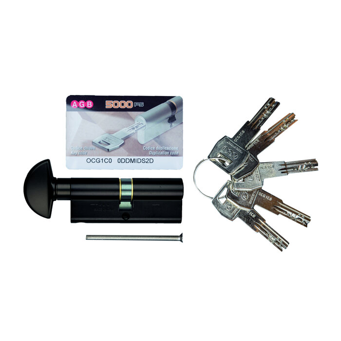 AGB Schwarzer Knaufzylinder AGB Safety 5000 PS SKG** auf Schlüsselnummer