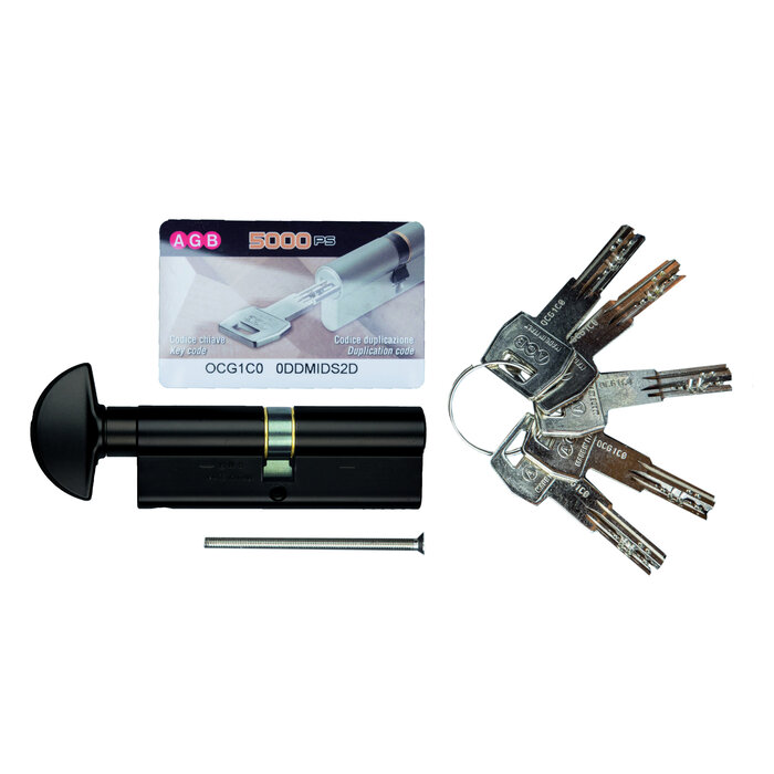 AGB Schwarzer Knaufzylinder AGB Safety 5000 PS SKG** auf Schlüsselnummer