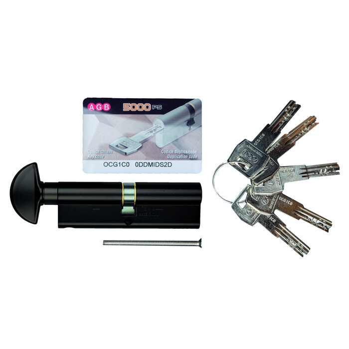 AGB Schwarzer Knaufzylinder AGB Safety 5000 PS SKG** auf Schlüsselnummer