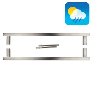 HDD Stainless steel door handle SQUARE D 20/500mm - pair for door thickness >3 CM