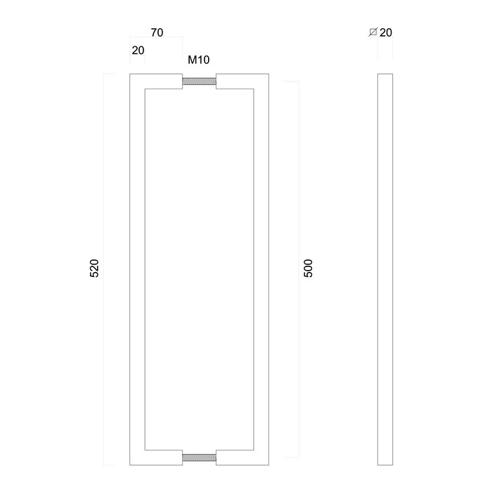 HDD RVS deurgreep Cubica 20/500 paar voor deurdikte > 3 cm
