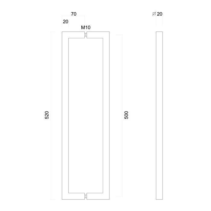 HDD Poignées de porte en acier inoxydable Cubica 20/500 paire pour verre