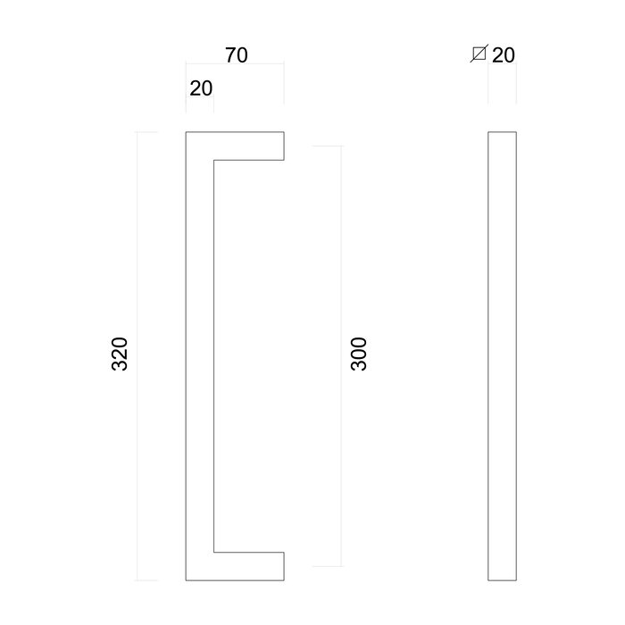 HDD Stainless steel door handle Cubica 20/300/320