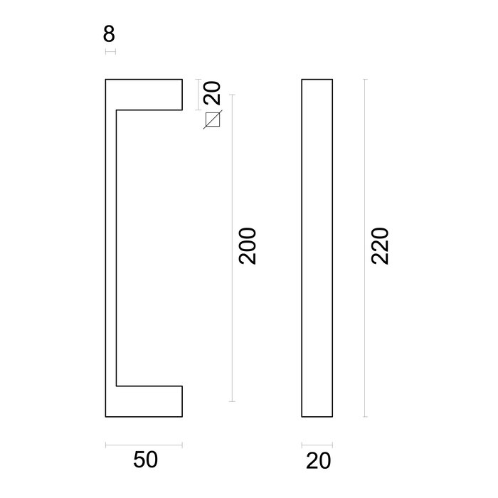 HDD Door handle COSMIC 20/200 - matt bronze - with blind mounting
