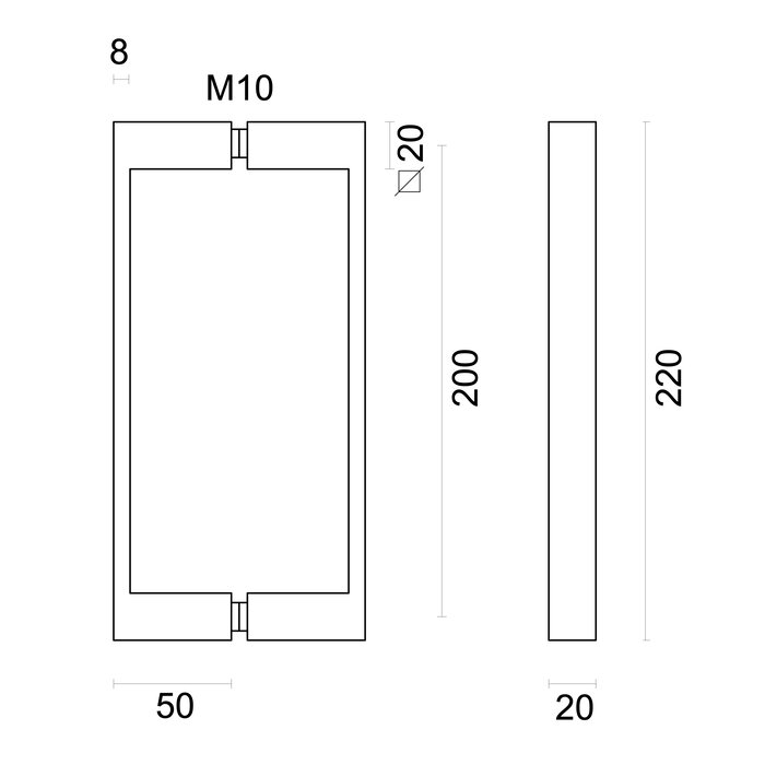 HDD HDD Deurgreep COSMIC 20/200 - mat brons - paar voor glas
