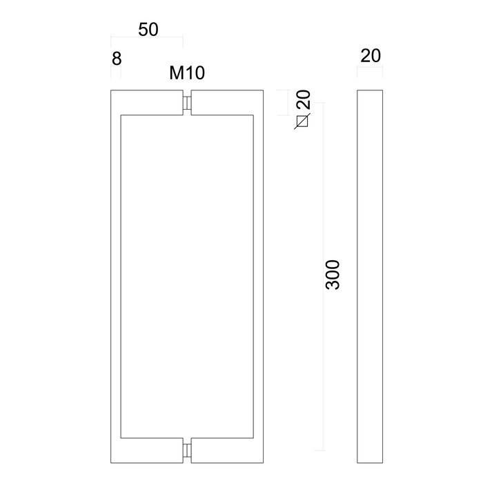 HDD Türgriff COSMIC 20/300 - Weiße Struktur - Paar für Glas