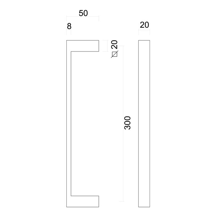 HDD Door handle COSMIC 20/300 - White structure - with blind mounting
