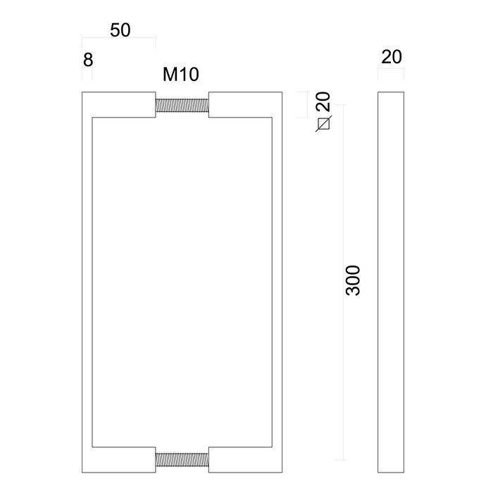 HDD Deurgreep COSMIC 20/300 - Wit structuur - paar voor deurdikte >3 CM