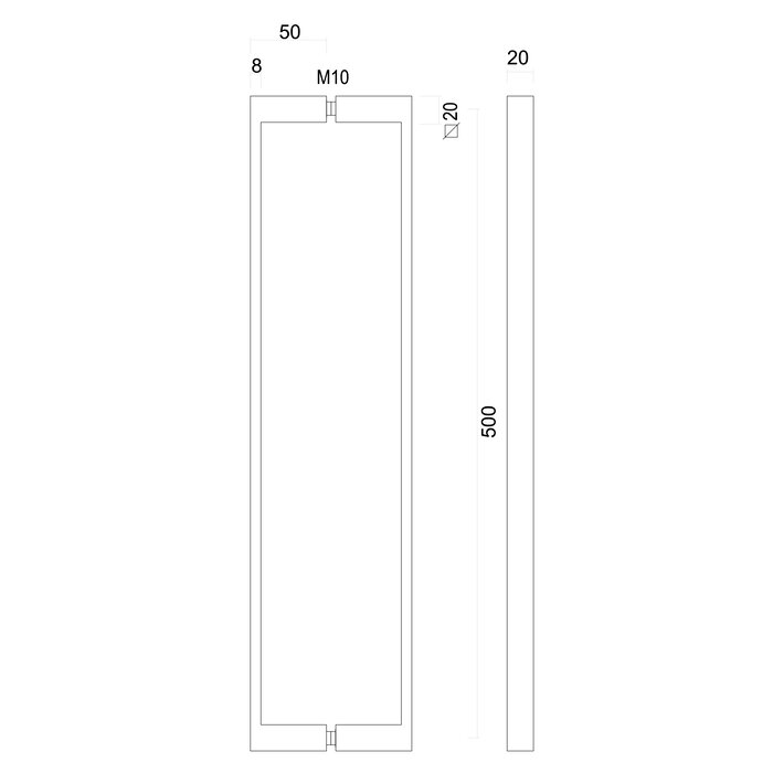 HDD Türgriff COSMIC 20/500 - Weiße Struktur - Paar für Glas