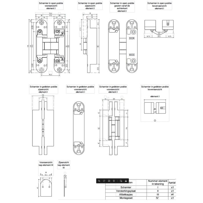 STERK Invisible 3D Hinge matt black - 28 x135mm - 3D adjustable