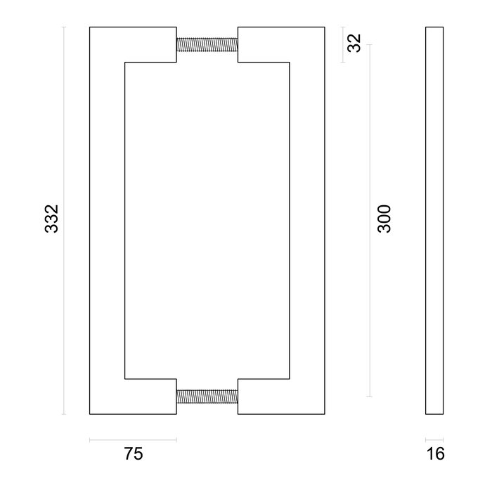 HDD Deurgreep CARRE 15/300 - RVS - paar voor deurdikte >3 CM