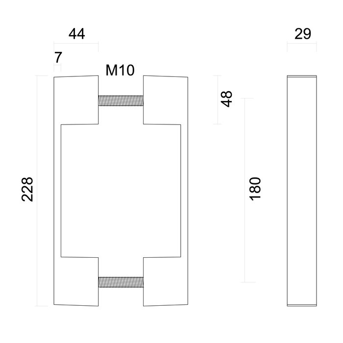 HDD Door handle X-TREME 180 mm - glossy Chrome - pair for doors >3 CM