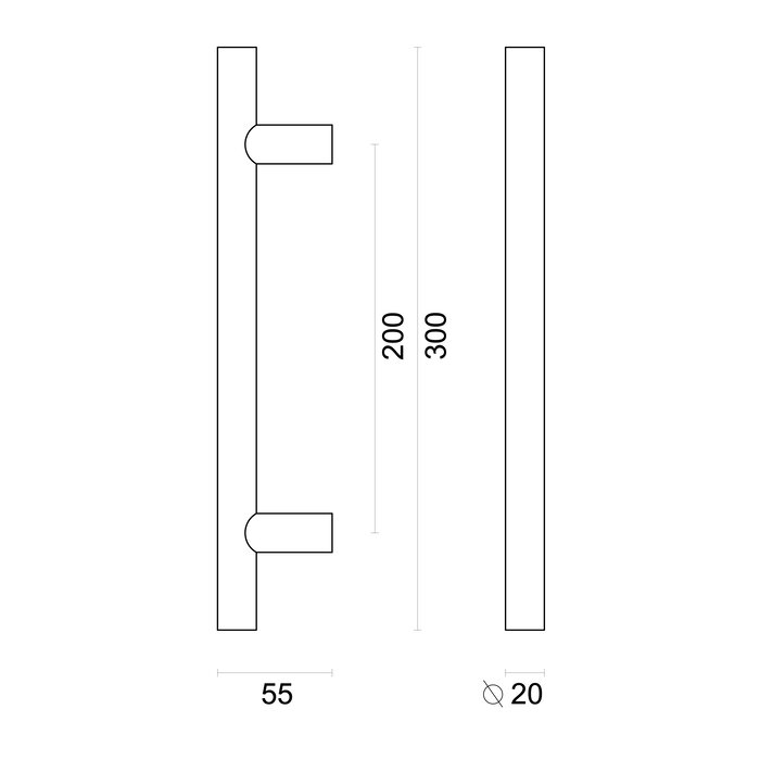 HDD Door handle T 20/200/300 - stainless steel - blind mounting